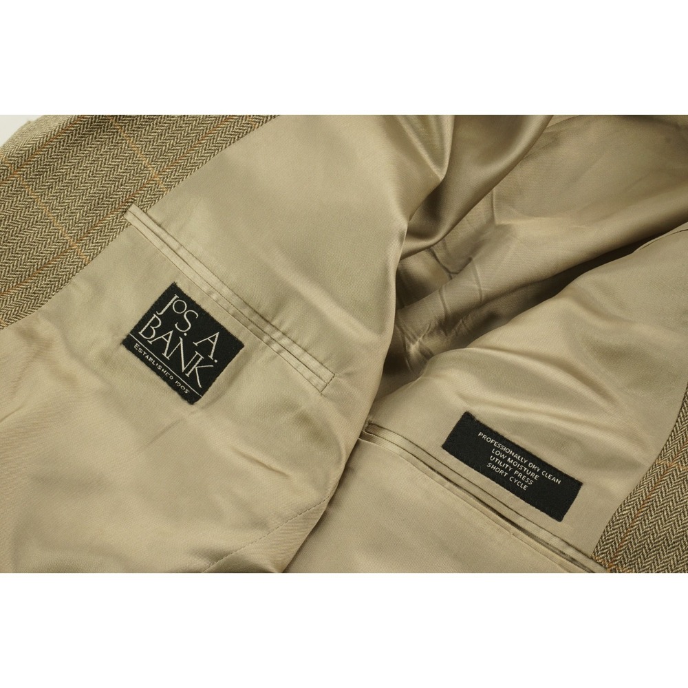 Jos A Bank Silk Wool Cashmere Linen Men's‎ 43R Herringbone Windowpane Sport Coat - Picture 9 of 14